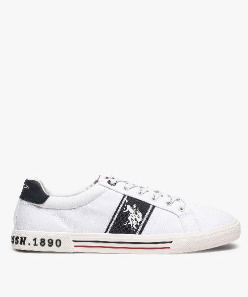 tennis homme en toile unie à lacets – us polo assn blanc