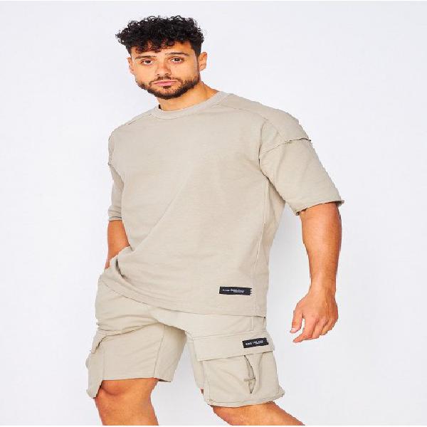 Ensemble t-shirt + short gris cargo - brentiny paris