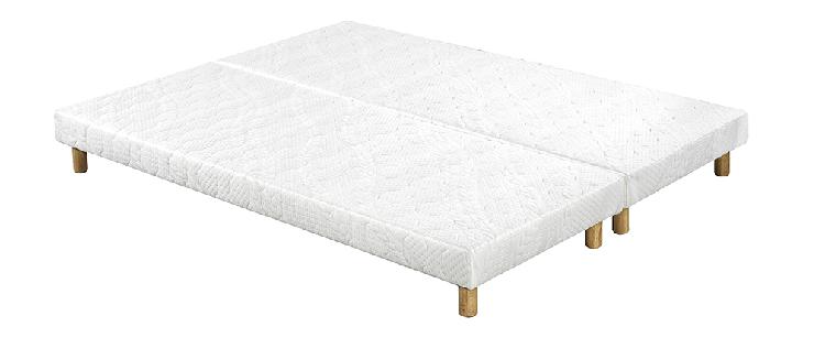 Sommiers tapissiers tissu blanc pieds bois 80 x 200 cm (lot