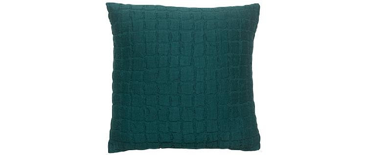 coussin en coton texturé bleu pétrole 45 x 45 cm wafle -