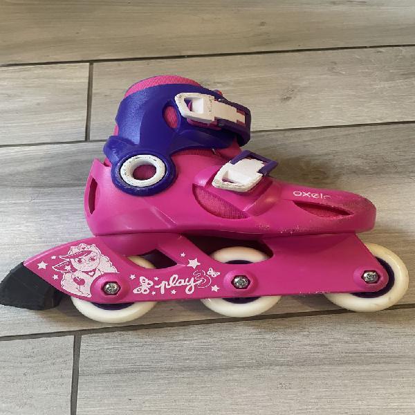 Set 3x2 protections roller trottinette skate enfant PLAY rose pour