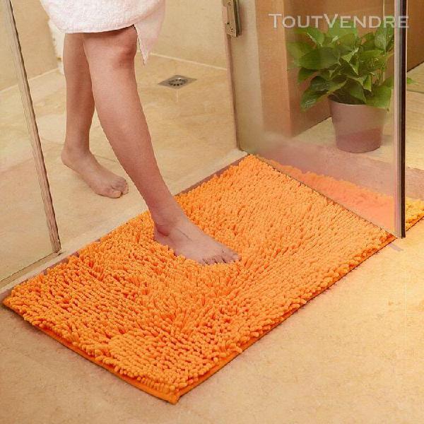 tapis de salle de bain chenille antidérapant, tapis de bain