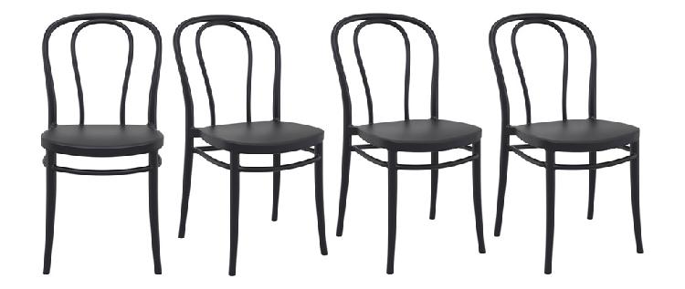 Chaises empilables noires intérieur / extérieur (lot de 4)