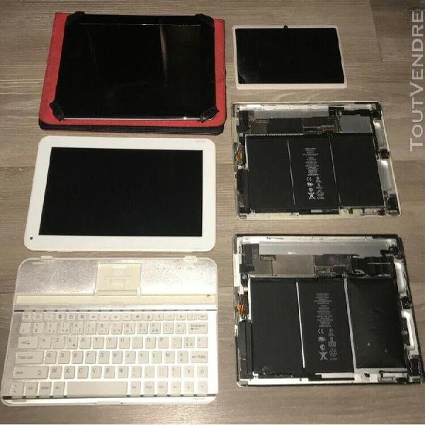 Lot de 5 tablettes et chassis hors service (polaroid, memup, Lot de 5 tablettes et chassis hors service (polaroid, memup,