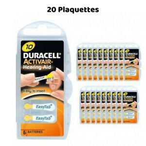 Piles auditives duracell activair 10, 20 plaquettes