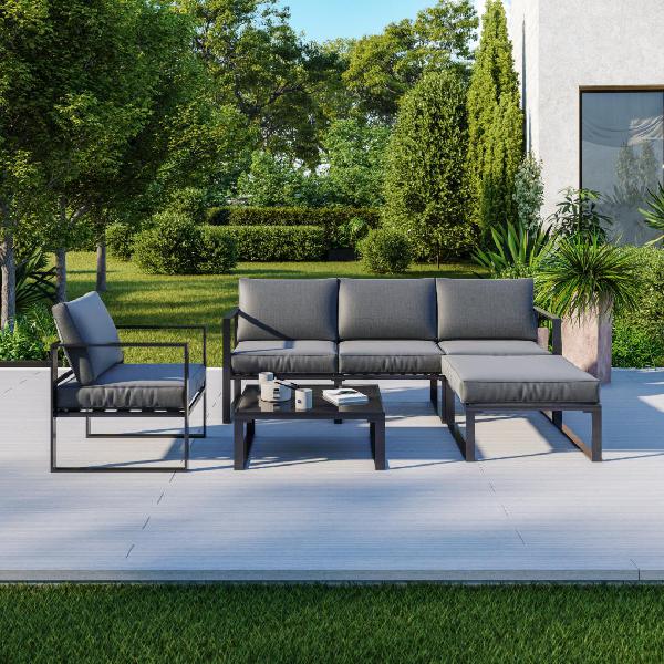 ims garden - salon de jardin angle design - 5 places -