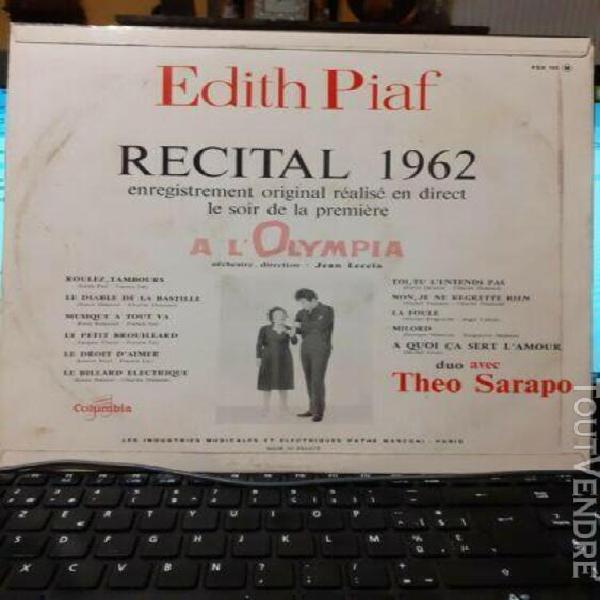 Disque 33t edith piaf ‎– récital 1962 label: columbia