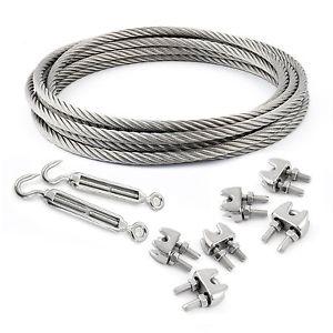 Set 30m cable 6mm acier inox cordage torons 7x7 6 serre