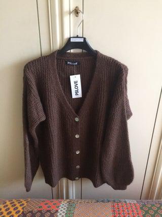 Cardigan donna nuovo mohair marrone scuro