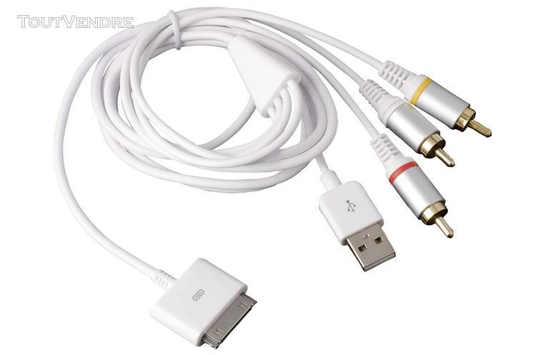 Cable apple iphone 4 tv-câble av-câble + usb rca câble