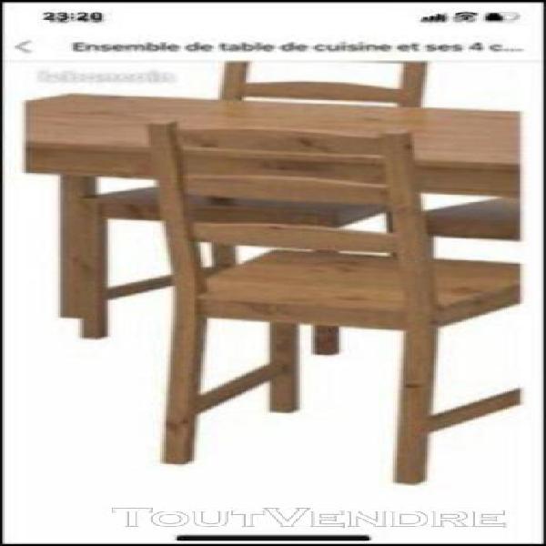 table de cuisine et ses 4 chaises en bois couleur merisier i