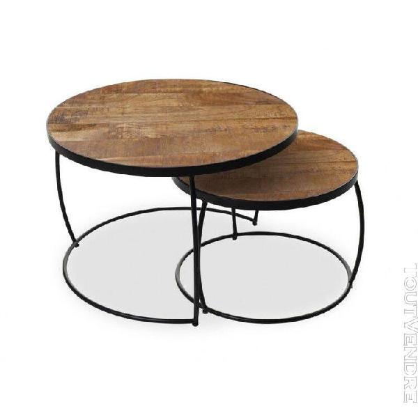 table basse gigogne ronde en bois massif exotique collection