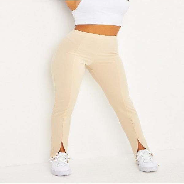 pantalon slim beige fendu - brentiny paris