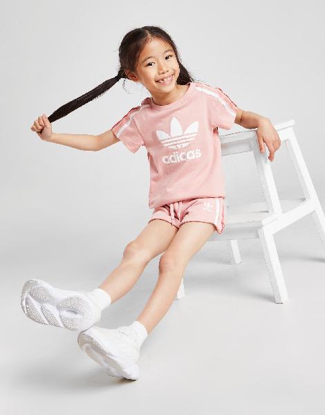 Adidas originals girls&#39; tri stripe t-shirt/shorts set