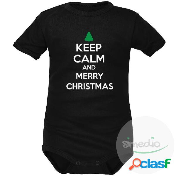 Body bébé: Keep Calm and MERRY CHRISTMAS (m. courtes ou longues) - Noir Courtes