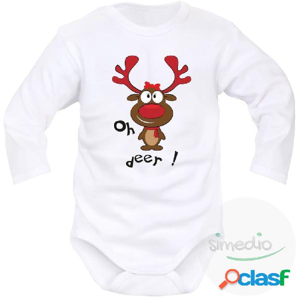 Ensemble famille assorti de Noël: Oh DEER ! (t-shirt papa et maman, body bébé) - Bébé fille / 6-9 mois