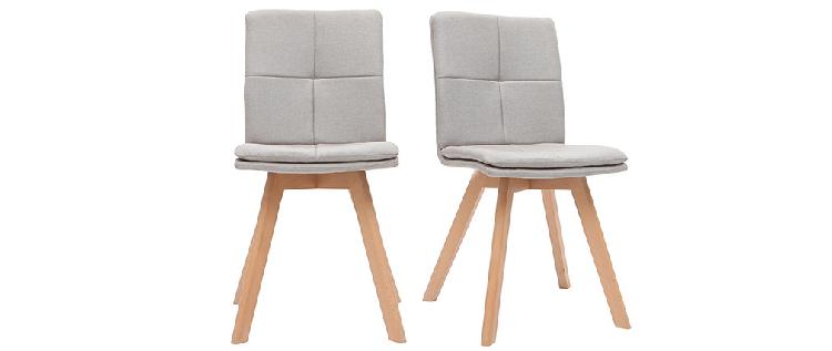 chaises scandinaves tissu naturel et bois clair (lot de 2)