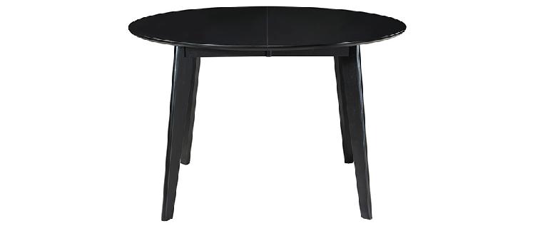 Table à manger design extensible ronde noire l120-150 cm