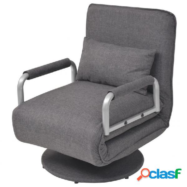 vidaXL Fauteuil pivotant et canapé-lit Gris foncé Tissu