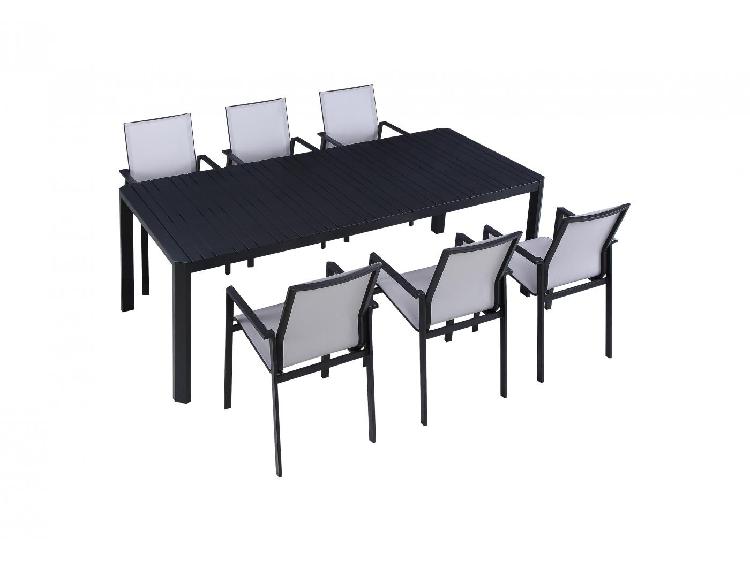 Salle à manger de jardin noire en aluminium - table l. 229