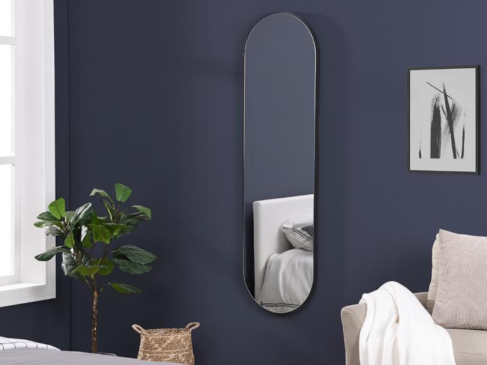 Miroir mural ovale en métal - l. 40 x h. 140 cm - noir -