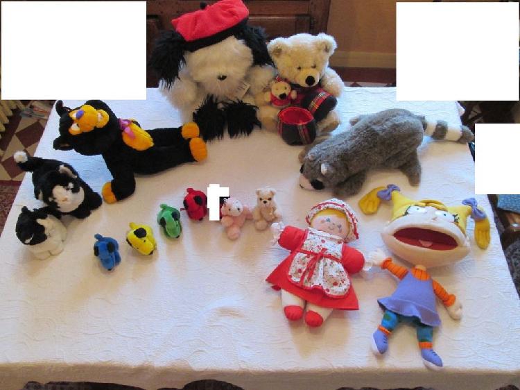 Lot de peluches, poupée et marionnette occasion, herblay