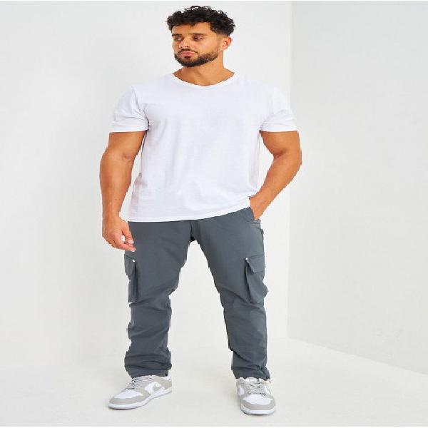 pantalon de jogging gris anthracite poches cargo et zippé