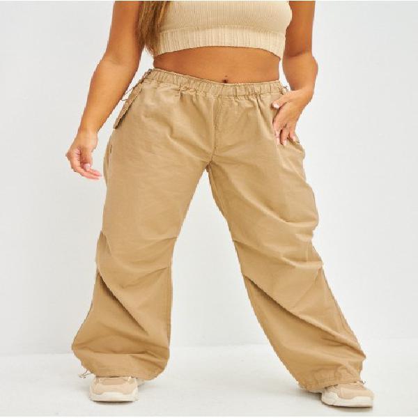 Pantalon parachute beige foncé - brentiny paris