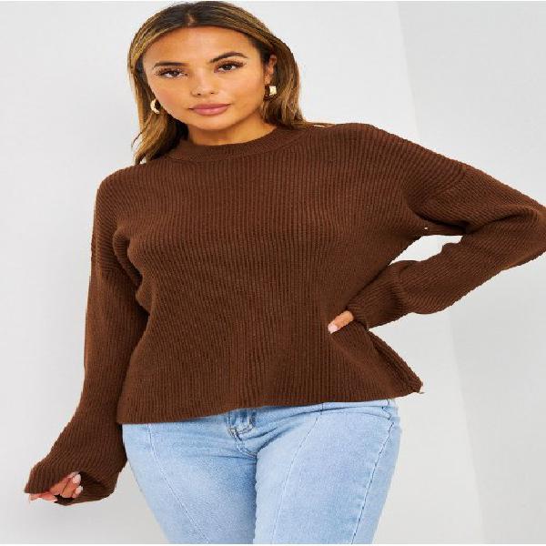 Pull marron en grosses mailles - brentiny paris