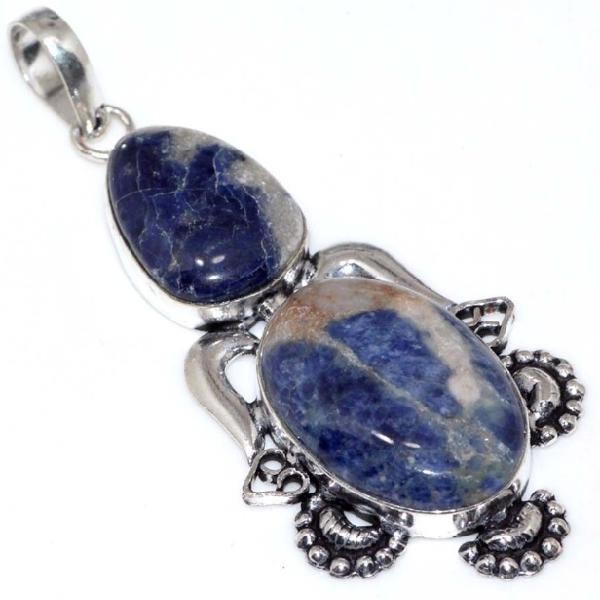 Pendentif sodalite, plaqué argent 925 neuf/revente,