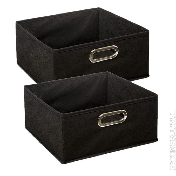 Lot de 2 boites de rangement en tissu l.31 x h. 15 cm - noir