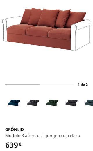 vendo módulo sofa tres plazas ikea granate