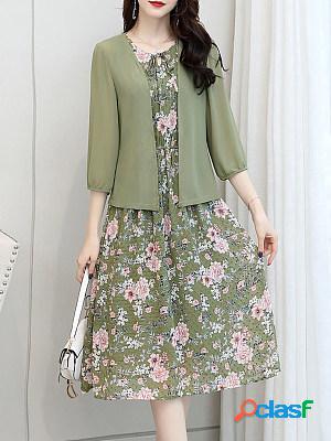 Chiffon floral two-piece dress