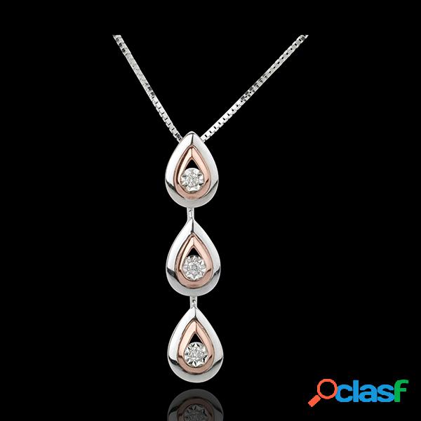 Collier Goutte de rosÃ©e variation - or blanc et or rose 18 carats