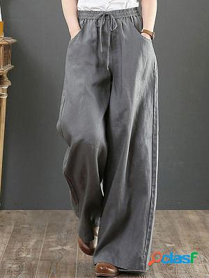 Literary cotton and linen loose wide-leg pants