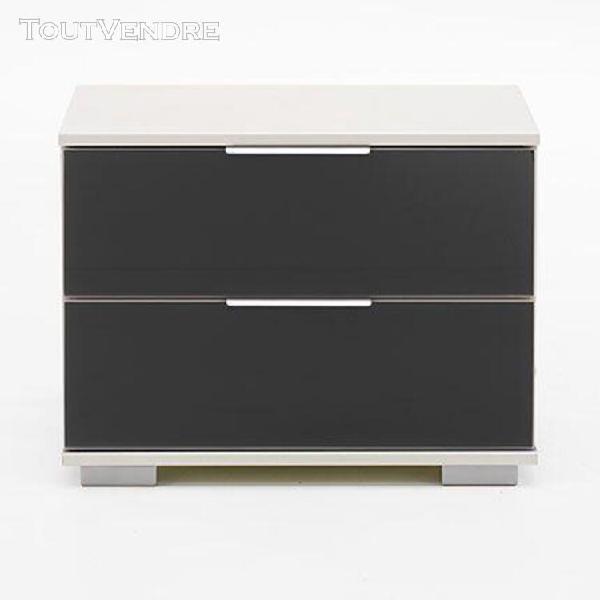 chevet 2 tiroirs 52x38x40cm noir brillant et blanc - ghao