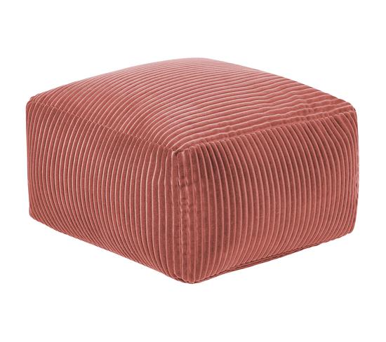 pouf en velours côtelé rouge clair 50 x 50 x 30 cm mukki