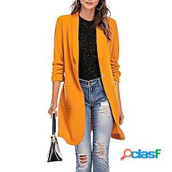 blazer Femme du quotidien Travail Entreprise Casual Matelassé Longue Manteau Blanche Noir Rose Claire Automne Lhiver Printemps Droit 1 bouton Col rabattu Standard S M L XL XXL / Chaud / Resp