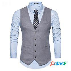 Casual veste homme couleur unie standard col v droit à plusieurs boutons noir marine foncé grise 2023 lightinthebox