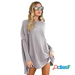 Chemise Tunique Femme Vin Amande Rose Dragée Plein manche longue Casual basique Col Rond S / Manche Chauve-souris Lightinthebox