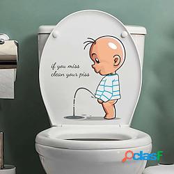 Drôle avertissement toilettes autocollants dessin animé enfant miction couvercle de toilette wc porte autocollant amovible ménage auto-adhésif décor papier Lightinthebox