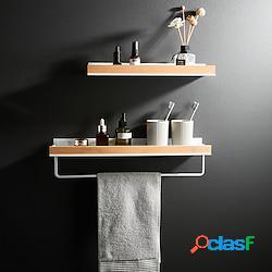 Étagère de salle de bain murale en hêtre espace en aluminium étagère de douche organisateur de stockage rack salle de bain cuisine salle de bain matériel pendentif étagère de douche étagère d