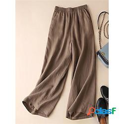 Femme Ample Chino Pantacourt Coton et lin Noir Blanche Marron Taille haute Mode Vêtement de rue simple du quotidien Usage quotidien Vacances Poche Cheville Confort Plein M L XL 2XL 3XL Lighti