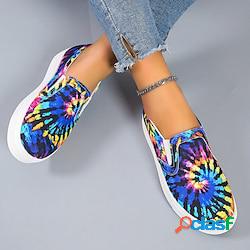 Femme basket slip-ons grandes tailles chaussures en toile baskets à enfiler du quotidien talon plat bout rond décontractées toile mocassins floral noir bleu vert lightinthebox