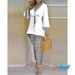 Femme chemise ensembles de pantalons pantalon vêtement de rue noir blanche casual quotidien graphic plaid imprimer une epaule s m l xl 2xl miniinthebox