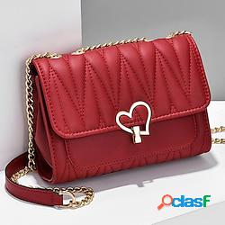 Femme sac à bandoulière sac d&#39;épaule faux cuir ensemble de 3 pcs du quotidien rendez-vous bureau et carrière couleur unie courtepointe rouge bordeaux noir blanche vert lightinthebox