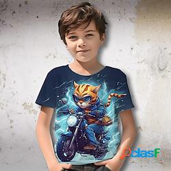 Garçon T-shirt Manche Courte T-shirt Tee-shirts Graphic Animal tigre 3D effet Actif Sportif Mode Polyester Extérieur Casual du quotidien Enfants Col ras du cou 3-12 ans Graphique imprimé en 3