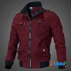 Homme bomber veste légère veste été veste travail des sports escalade coupe vent chaud patchwork automne couleur unie mao coton noir vert véronèse rouge bleu kaki veste lightinthebox