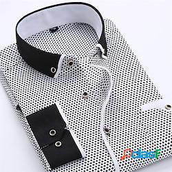 Homme Chemise Chemise boutonnée Chemise à col Noir Blanche Rouge manche longue Pois Col rabattu Eté Printemps Mariage Extérieur Vêtement Tenue Bouton bas Lightinthebox