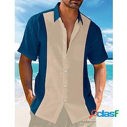 Homme Chemise Chemise boutonnée Chemise décontractée Chemisette Chemise dété Chemise de plage Noir Vin Bleu Vert Bleu clair Manche Courte Bloc de couleur Revers du quotidien Vacances Poche a